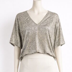 WHBM Metallic Paisley Dolman Top Size Small Foil Shimmer Blouse NWT
